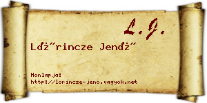Lőrincze Jenő névjegykártya